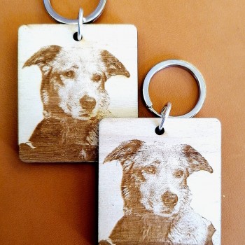 Wooden keychain with photo engraving 