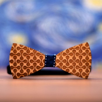 Wooden bow tie with engraving pattern 