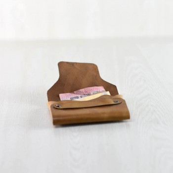 Handmade leather wallet in brown shade  