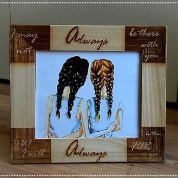 Wooden frame with glass with a very beautiful text engraved for the distance 