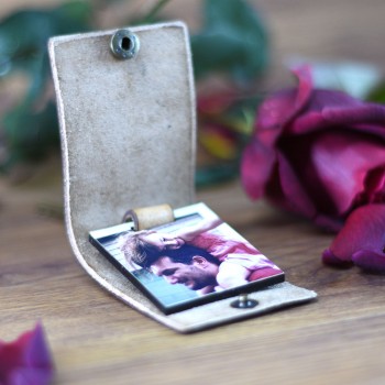 Leather keychain with your photo 