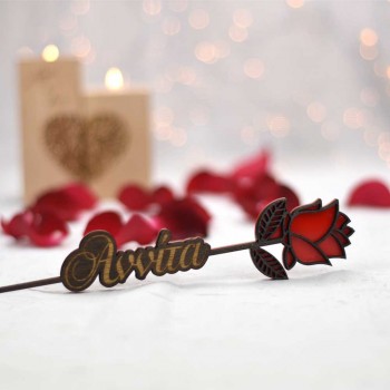 Wooden rose with name