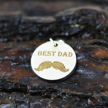Ξύλινο μπρελόκ Best Dad μουστάκι δώρο για τον μπαμπά