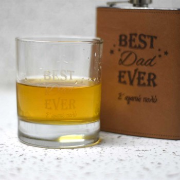 Set of metal flask & glass with engraved gift for dad