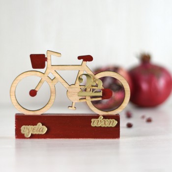 Wooden table charm 24 red bicycle