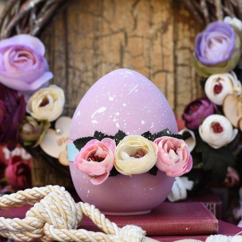 Pastel pink ceramic egg opening 