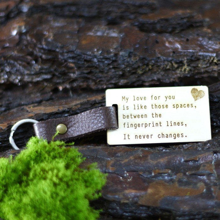 WOODEN KEYCHAIN WITH LEATHER MY LOVE FOR YOU