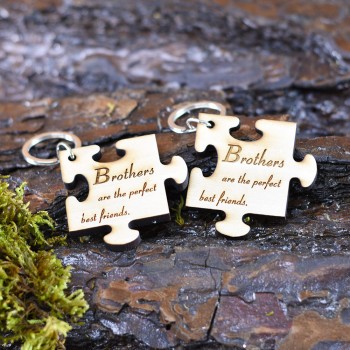 Brothers Wooden Puzzle Keychains  