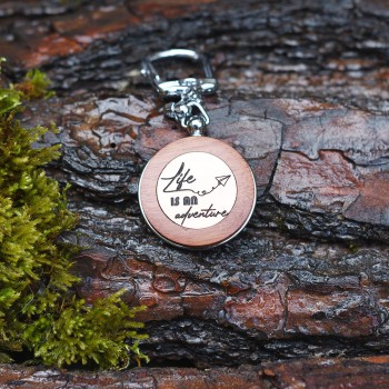Life keychain is with a combination of materials