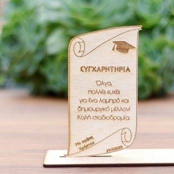 Wooden stand gift for graduation-swearing in 