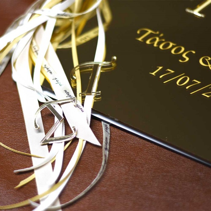 Personalized mirror gold wedding wish book