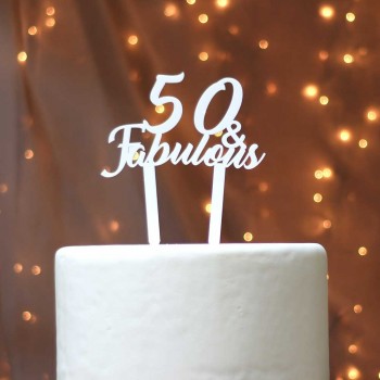 50 fabulous white birthday cake topper