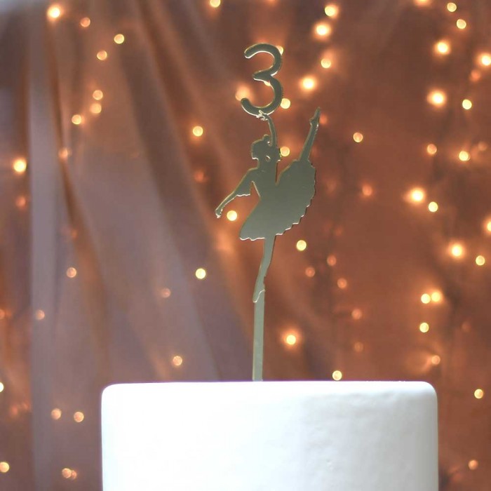 Ballerina and number birthday cake topper