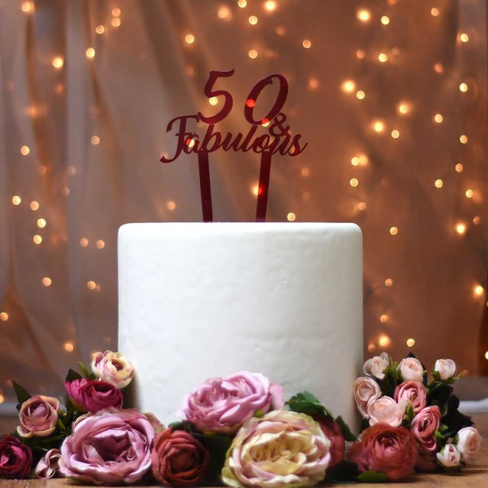 50 fabulous burgundy birthday cake topper