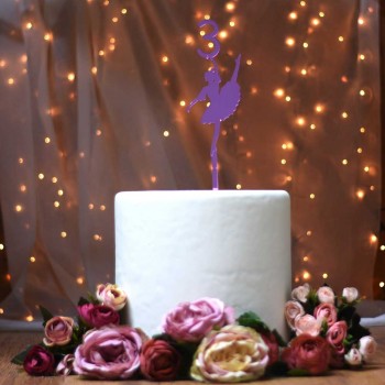 Ballerina and Pink Number Birthday Cake Topper